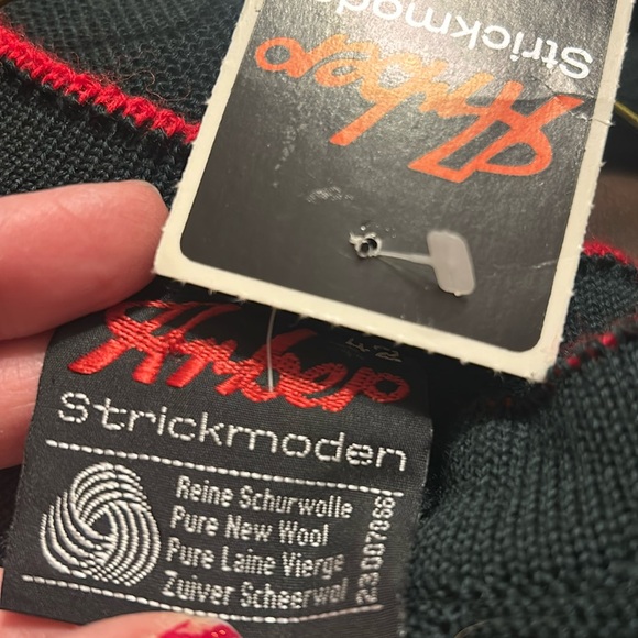 Albero Strickmoden green Vintage shoulder pad, pure new wool sweater, NWT - Picture 3 of 5